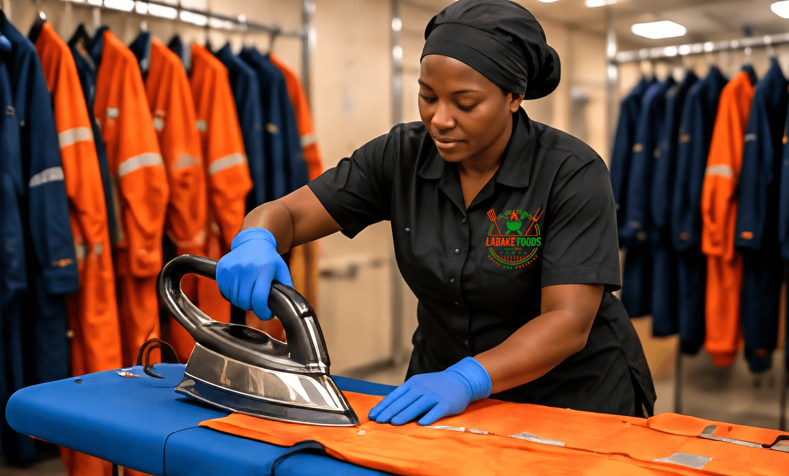 Labake Foods laundry crew processing site linen