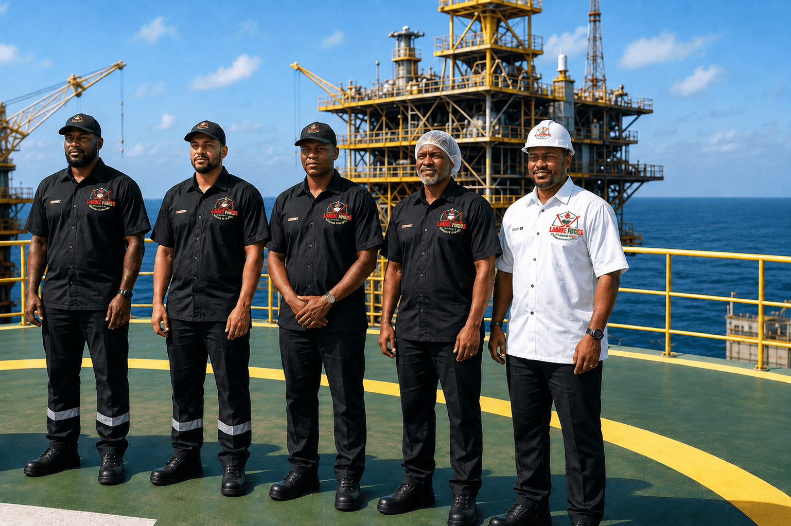 Labake Foods crew on an offshore platform