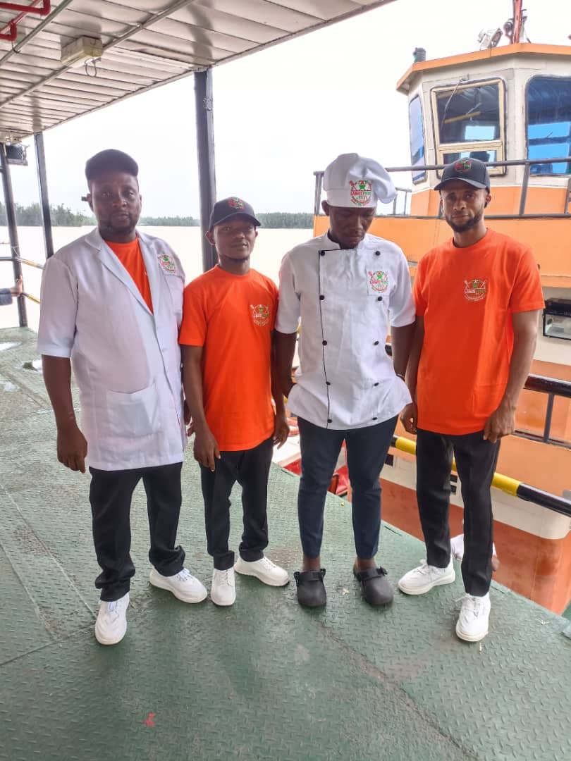 Labake Foods kitchen team on a dredging platform