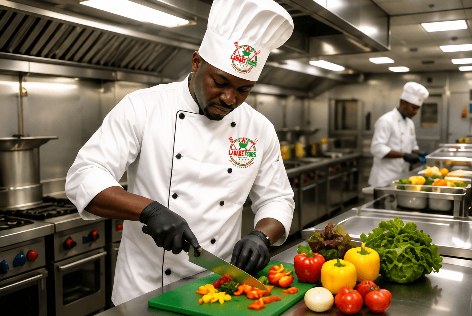 Labake Foods chef preparing POB meals on an offshore installation