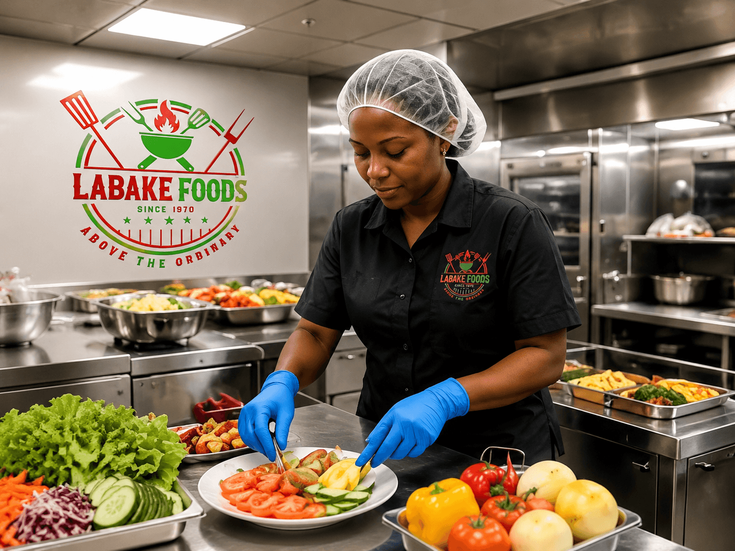 A Labake Foods chef preparing food in an offshore galley